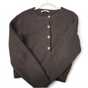 Zara Dark Brown Button-Up Cardigan